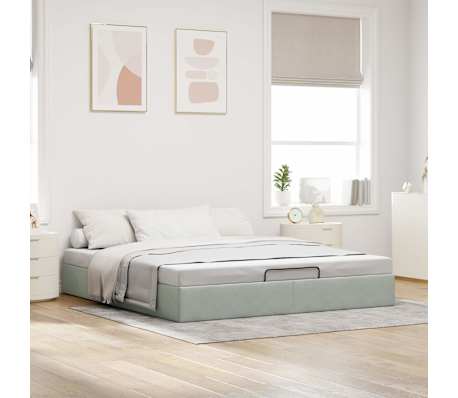 vidaXL Estrutura de cama otomana sem colch&atilde;o 180x200 cm cinzento claro