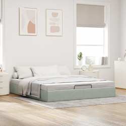 vidaXL Estrutura de cama otomana sem colch&atilde;o 180x200 cm cinzento claro