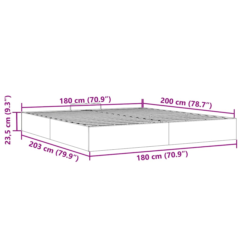 Osmanský rám postele bez matrací tmavě šedá 180x200 cm samet - obrázek 14