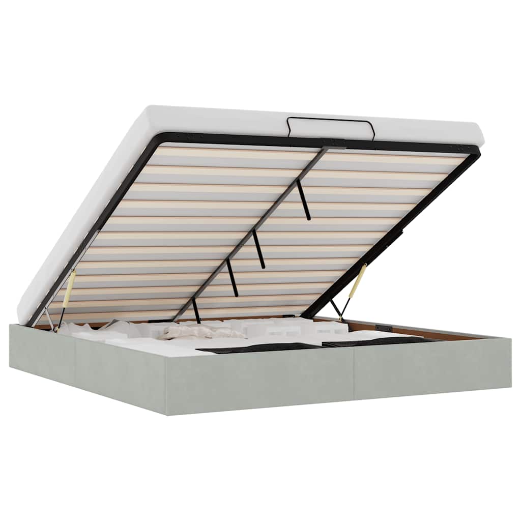 Thumbnail - vidaXL Ottoman-Bett ohne Matratze Hellgrau 200x200 cm Samt