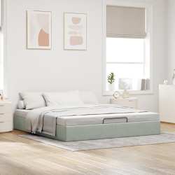 vidaXL Estrutura de cama otomana sem colch&atilde;o 200x200 cm cinzento claro