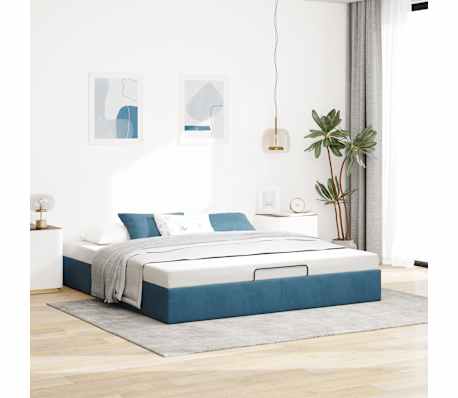 vidaXL Ottoman s&auml;ngram utan madrass m&ouml;rkbl&aring; 200x200 cm sammet