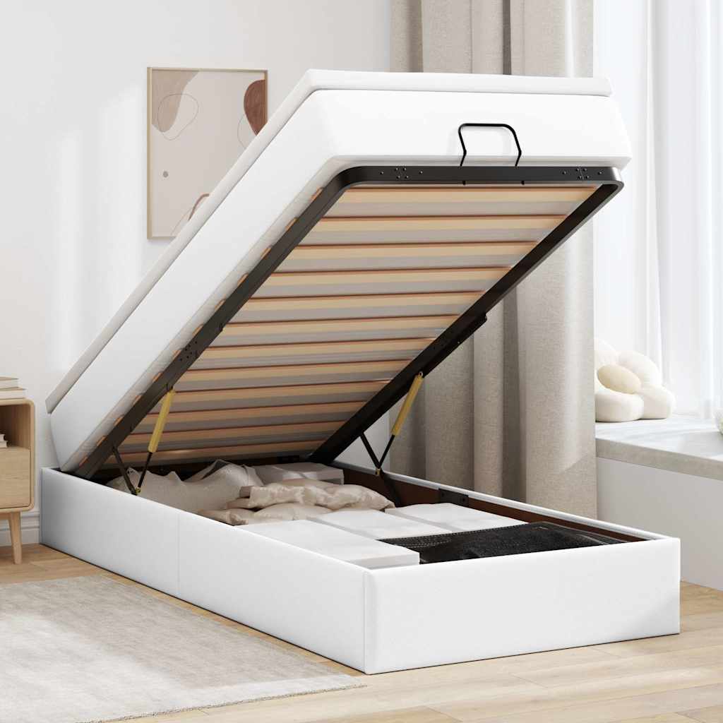 vidaXL osmannisk sengeramme med madras 80x200 cm kunstlæder hvid