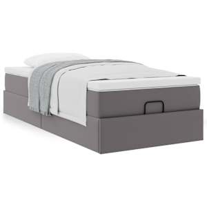 Osmanský rám postele s matrací šedá 80x200cm umělá kůže - obrázek 4