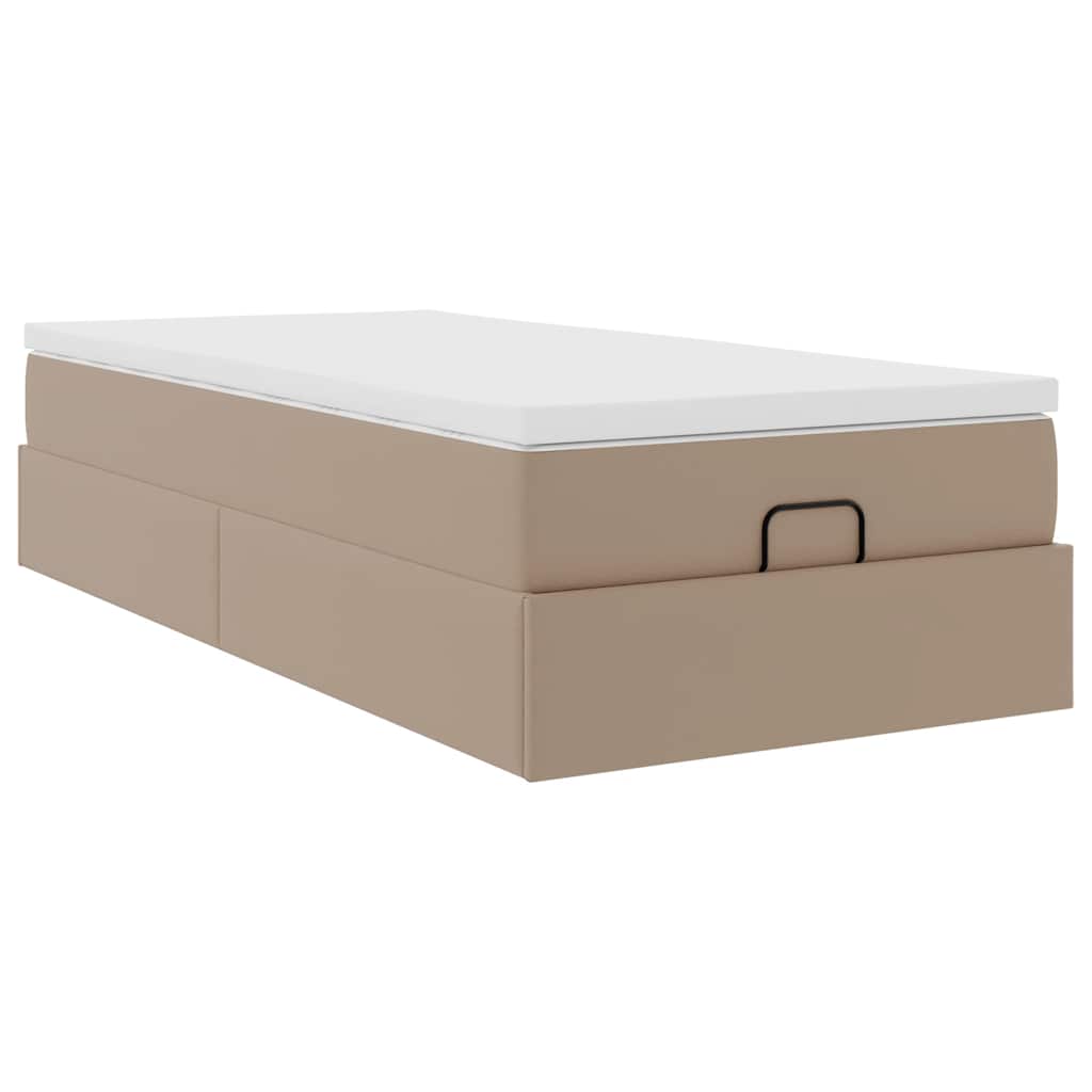 vidaXL Ottoman bed met matras 80x200 cm kunstleer cappuccinokleurig bruin, foto 4