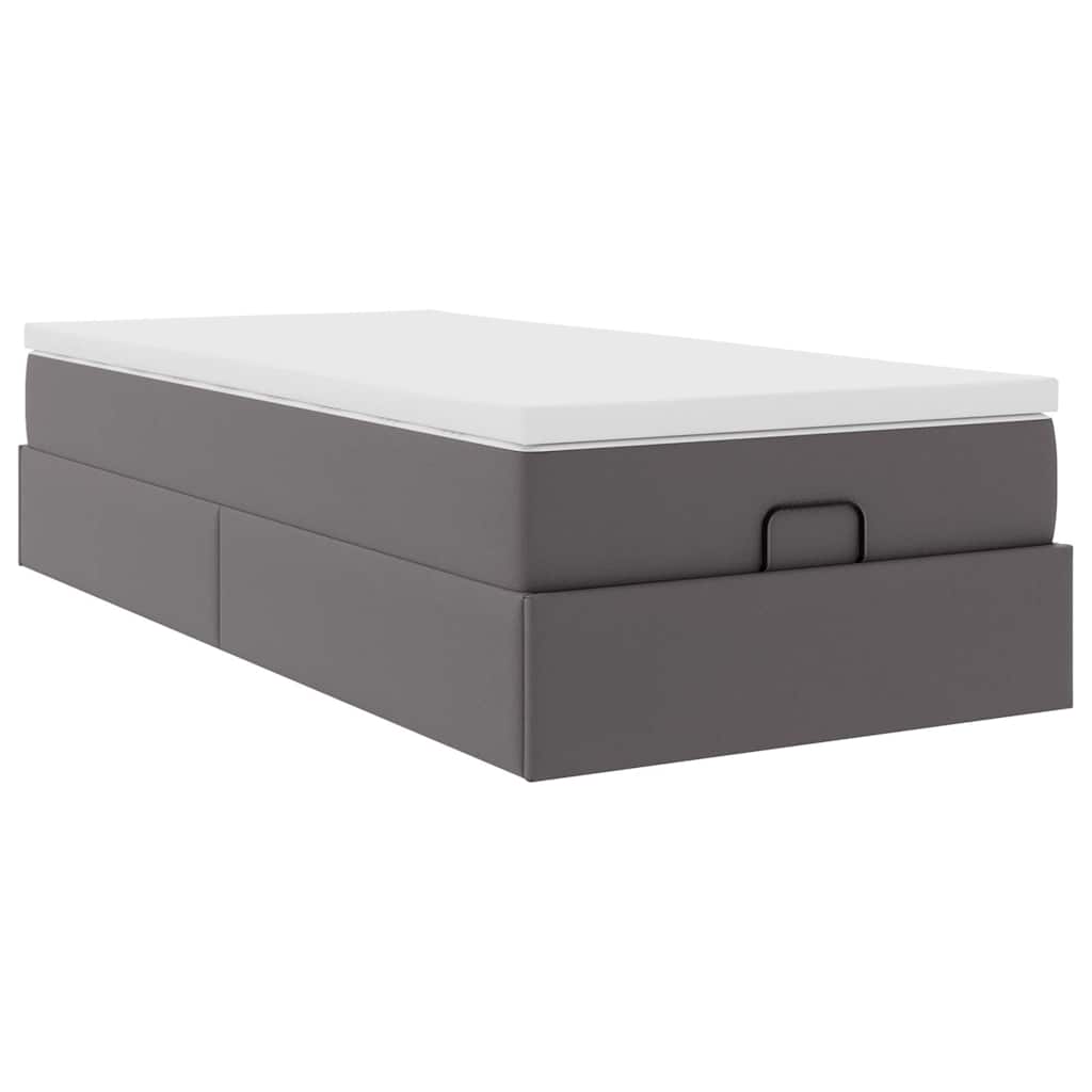 vidaXL Ottoman bed met matras 90x190cm kunstleer grijs, foto 4