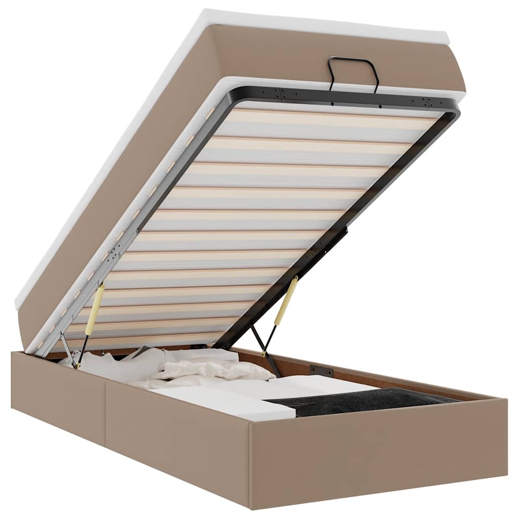 vidaXL Ottoman bed met matras 90x190cm kunstleer cappuccinokleurig bruin, foto 3