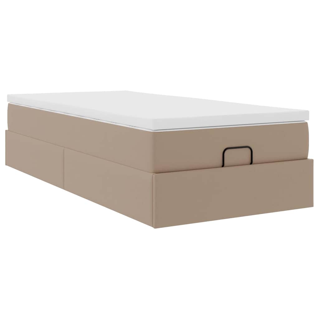 vidaXL Ottoman bed met matras 90x190cm kunstleer cappuccinokleurig bruin, foto 4