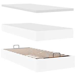 Osmanský rám postele s matrací bílý 90x200cm umělá kůže - obrázek 8