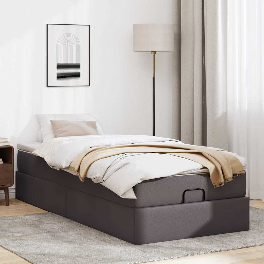vidaXL Ottoman bed met matras 90x200cm kunstleer grijs, foto 2
