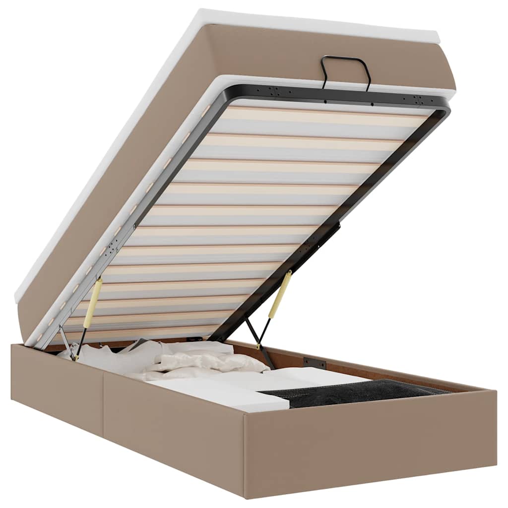 vidaXL Ottoman bed met matras 90x200cm kunstleer cappuccinokleurig bruin, foto 3