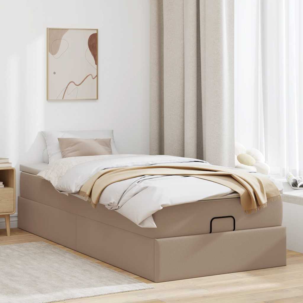vidaXL Ottoman bed met matras 90x200cm kunstleer cappuccinokleurig bruin, foto 2