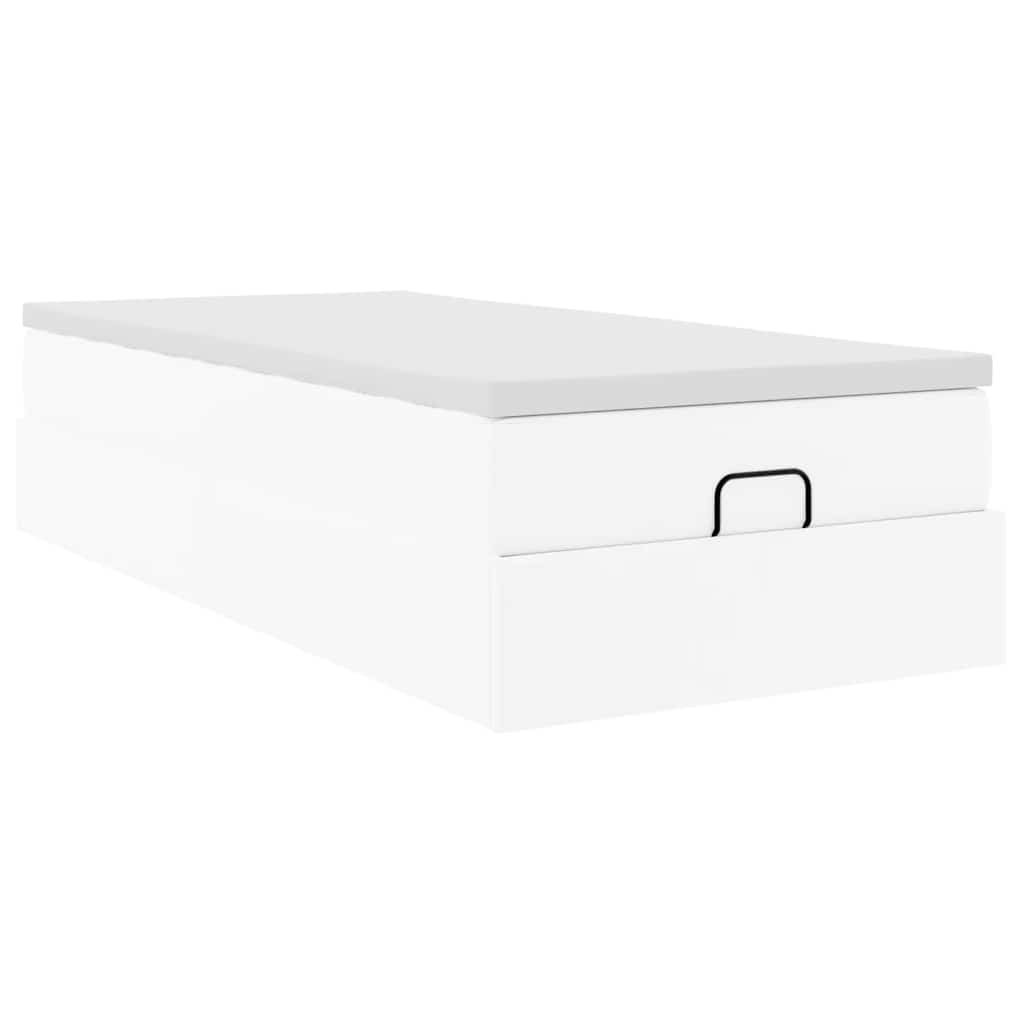 vidaXL Ottoman bed met matras 100x200cm kunstleer wit, foto 4