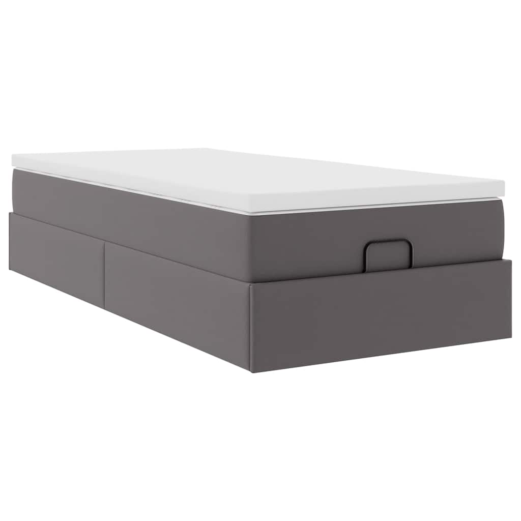 vidaXL Ottoman bed met matras 100x200cm kunstleer grijs, foto 4