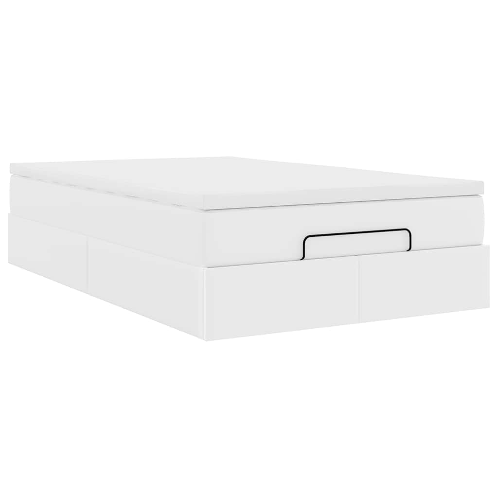 vidaXL Ottoman bed met matras 120x190 cm kunstleer wit, foto 4