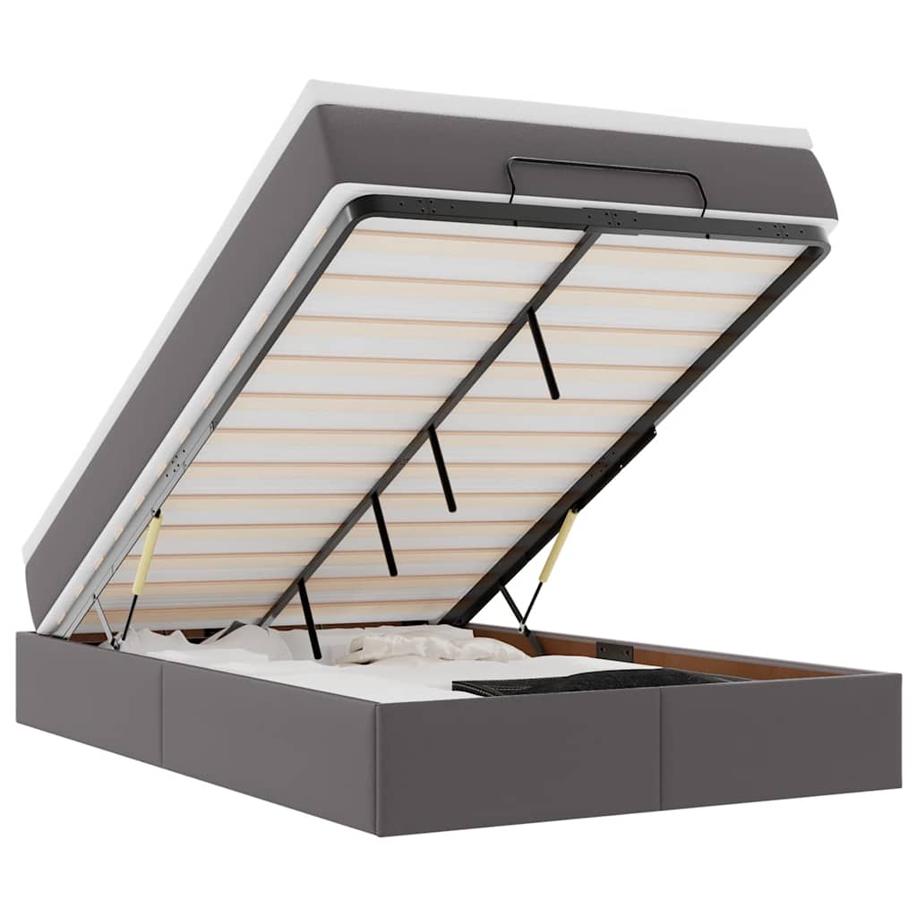 Thumbnail - vidaXL Ottoman-Bett mit Matratze Grau 120x190 cm Kunstleder