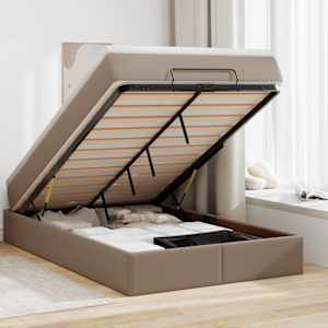 Otomanski posteljni okvir z vzmetnico kapučino 120x190 cm