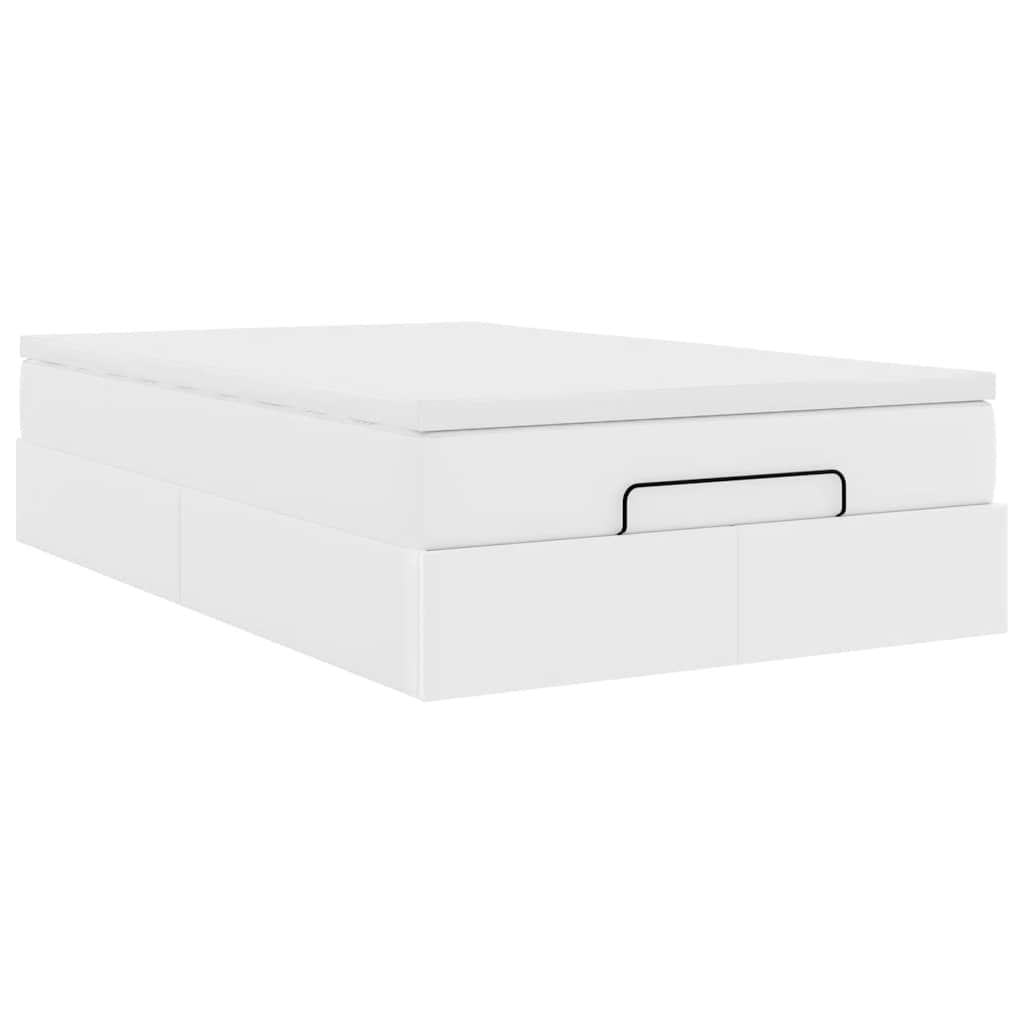 vidaXL Ottoman bed met matras 120x200cm kunstleer wit, foto 4