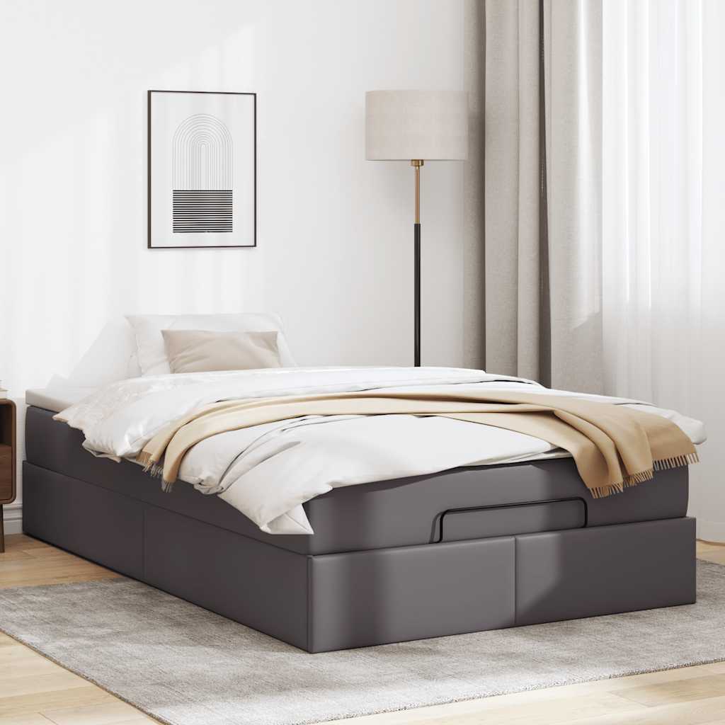 vidaXL Ottoman bed met matras 120x200cm kunstleer grijs afbeelding