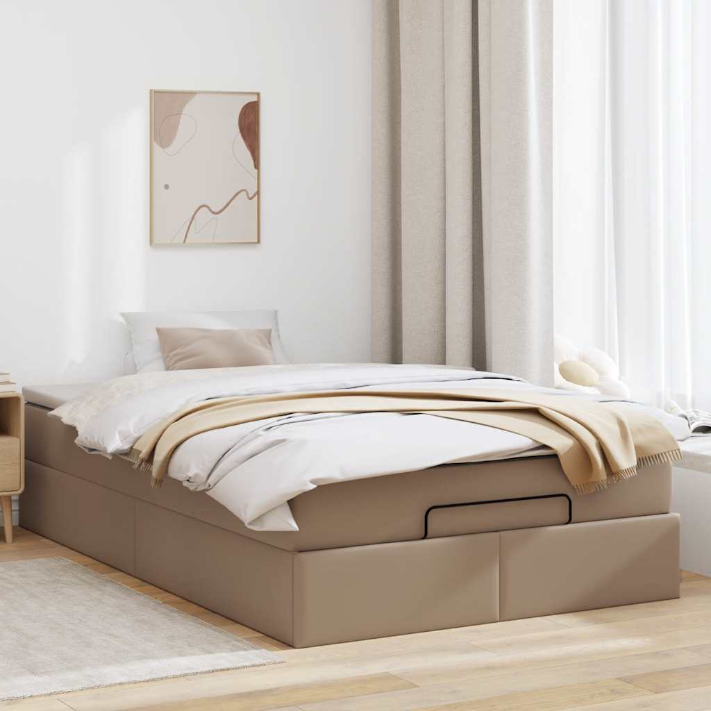 vidaXL Ottoman bed met matras 120x200cm kunstleer cappuccinokleurig bruin, foto 2