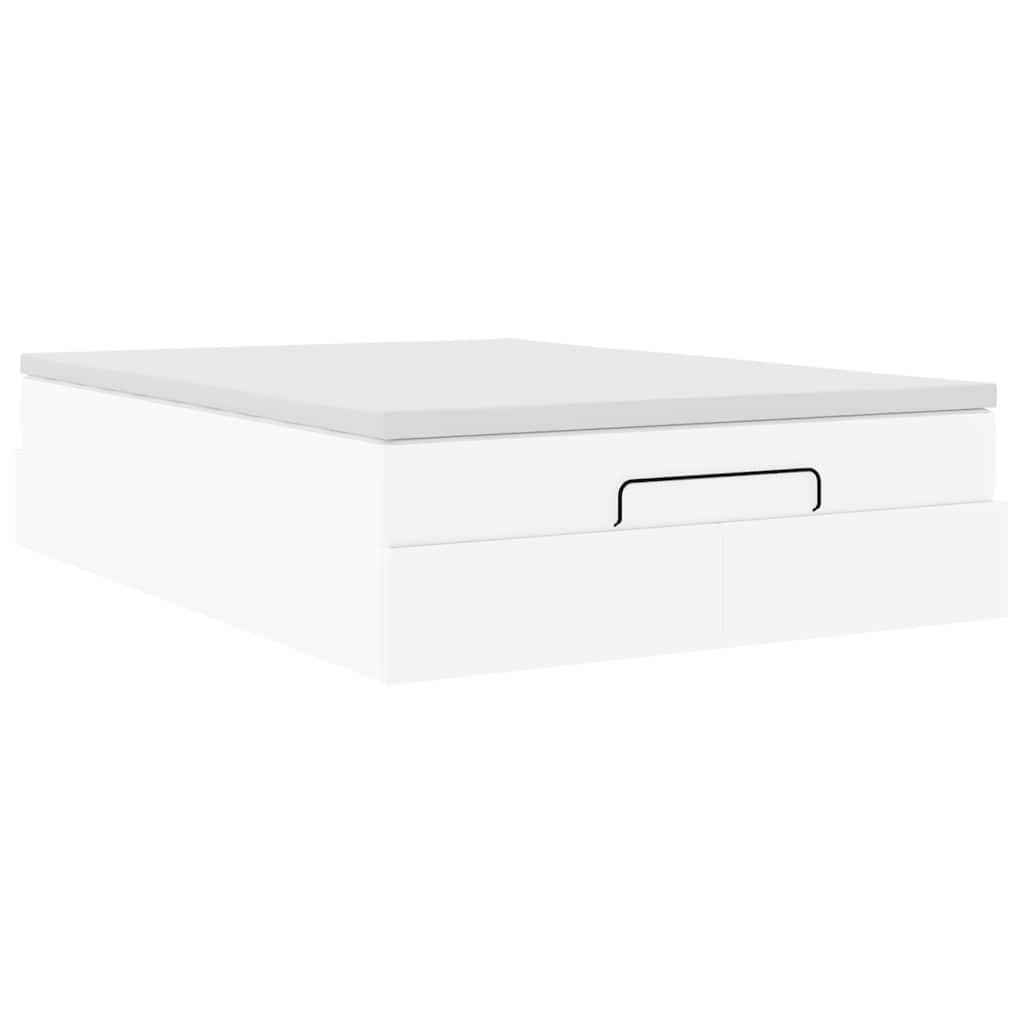 vidaXL Ottoman bed met matras 140x190cm kunstleer wit, foto 4