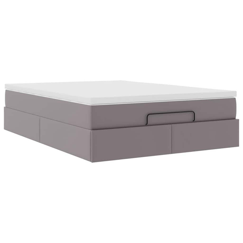 vidaXL Ottoman bed met matras 140x200cm kunstleer grijs, foto 4