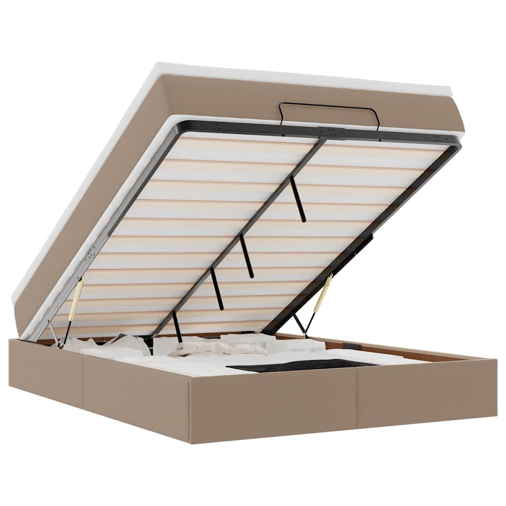 E-shop vidaXL Osmanský rám postele s matracom kapučínový 140x200cm umelá koža