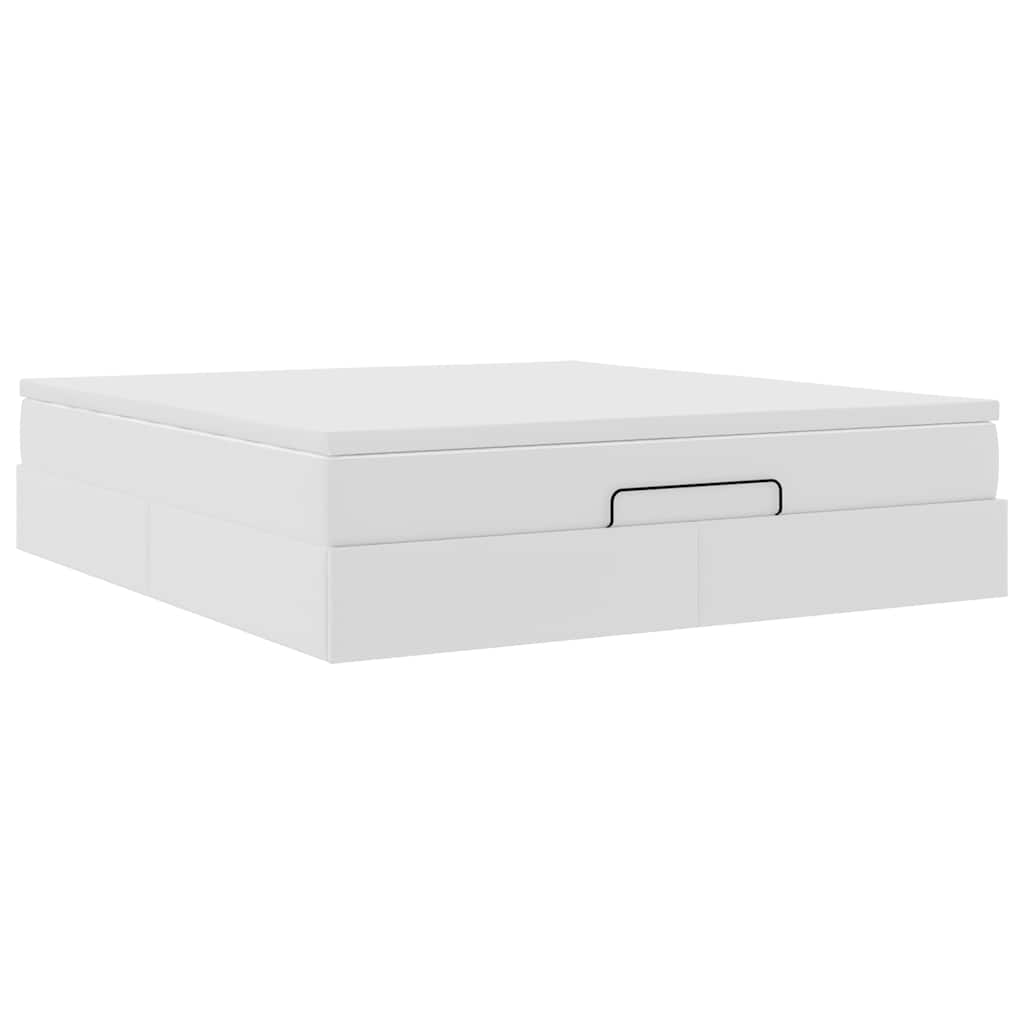 vidaXL Ottoman bed met matras 160x200cm kunstleer wit, foto 4