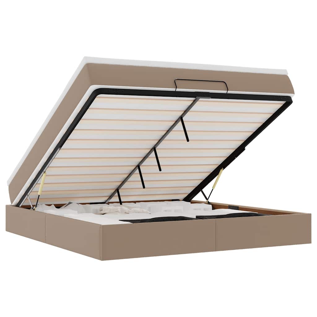 vidaXL Ottoman bed met matras 160x200cm kunstleer cappuccinokleurig bruin, foto 3
