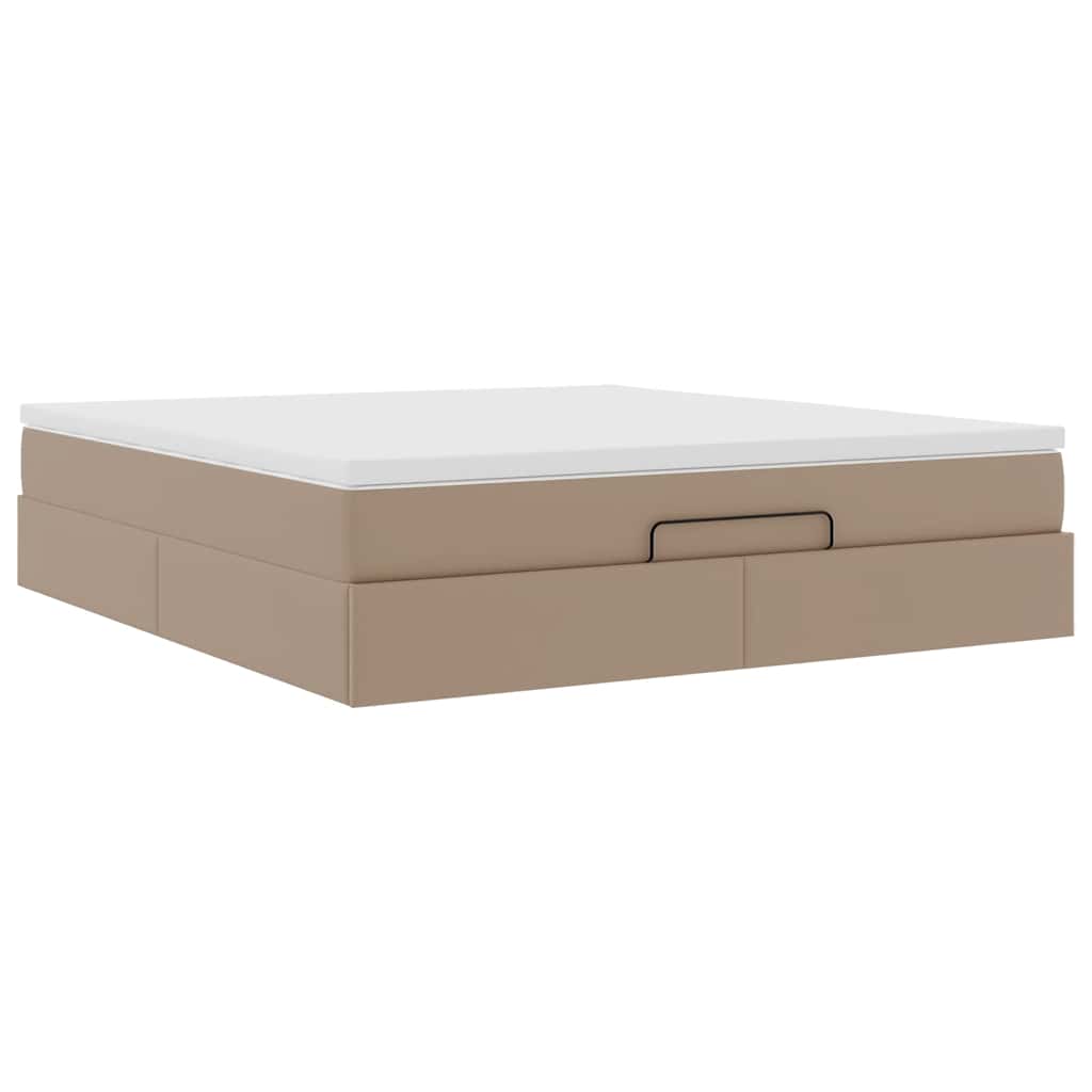 vidaXL Ottoman bed met matras 160x200cm kunstleer cappuccinokleurig bruin, foto 4