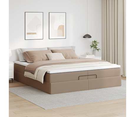 vidaXL Struttura Letto Pouf con Materassi 200x200 cm Similpelle