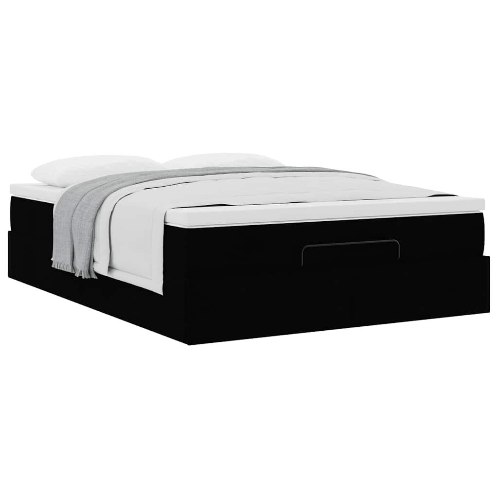 Ottoman Bed Frame with Mattress Platform Bedstead Black Faux Leather vidaXL - Picture 5 of 12