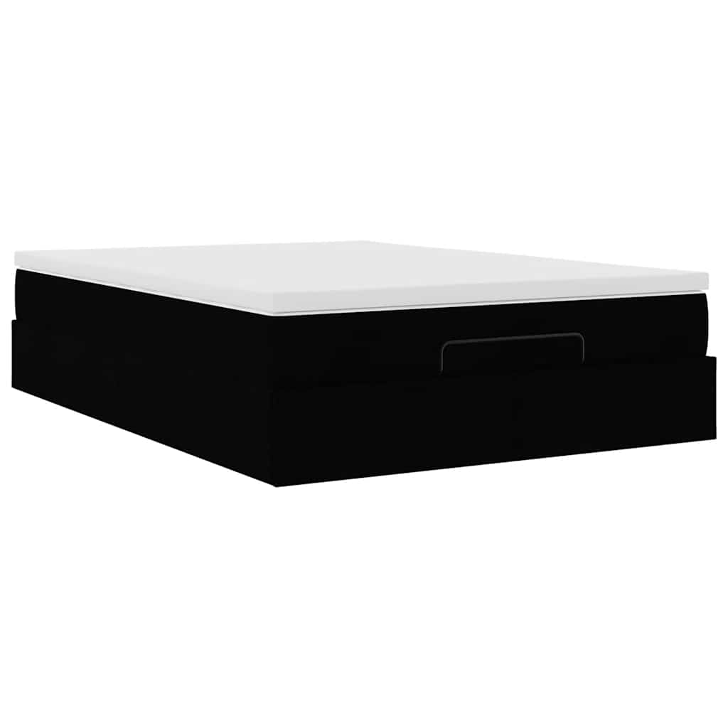Ottoman Bed Frame with Mattress Platform Bedstead Black Faux Leather vidaXL - Picture 6 of 12
