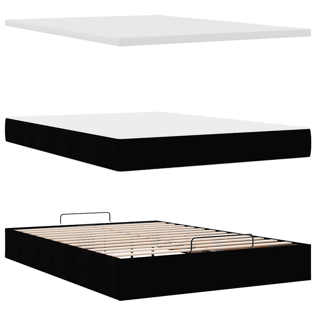 Ottoman Bed Frame with Mattress Platform Bedstead Black Faux Leather vidaXL - Picture 8 of 12