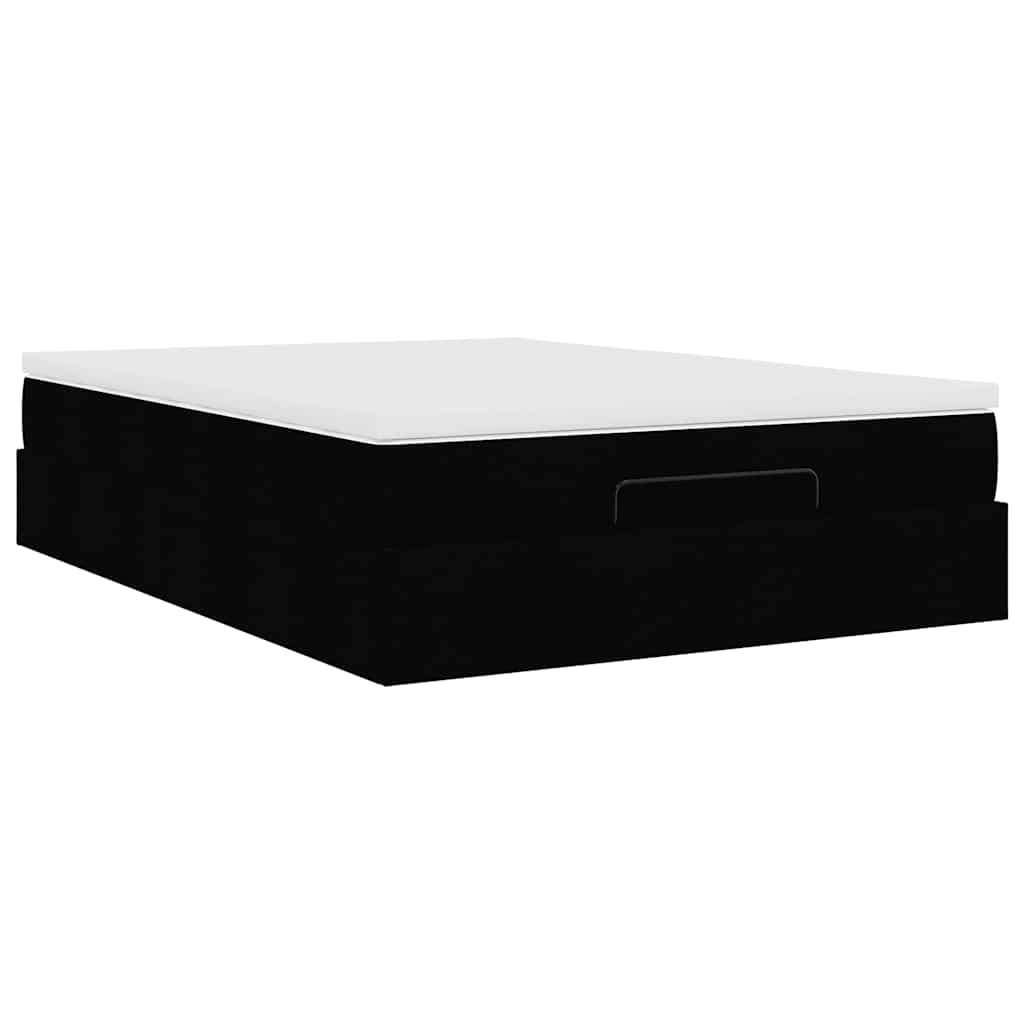 Ottoman Bed Frame with Mattress Platform Bedstead Black Faux Leather vidaXL - Picture 10 of 12
