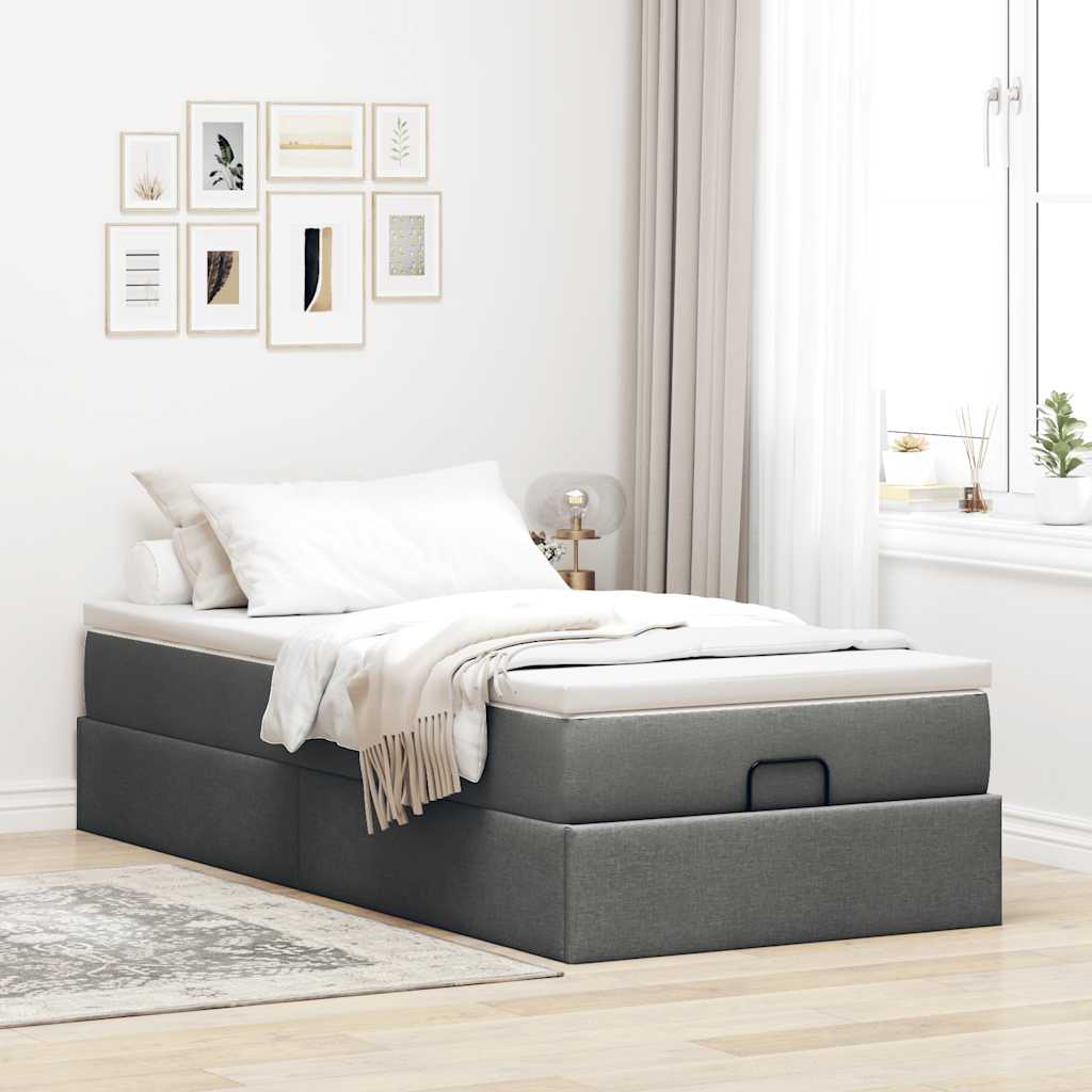 vidaXL Ottoman bed met matras 80x200cm stof donkergrijs grijs, foto 2
