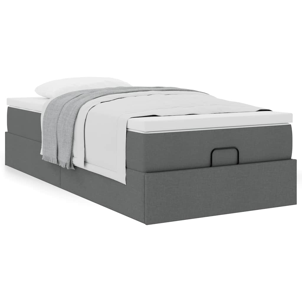 vidaXL Ottoman-Bett mit Matratze Dunkelgrau 80x200 cm Stoff