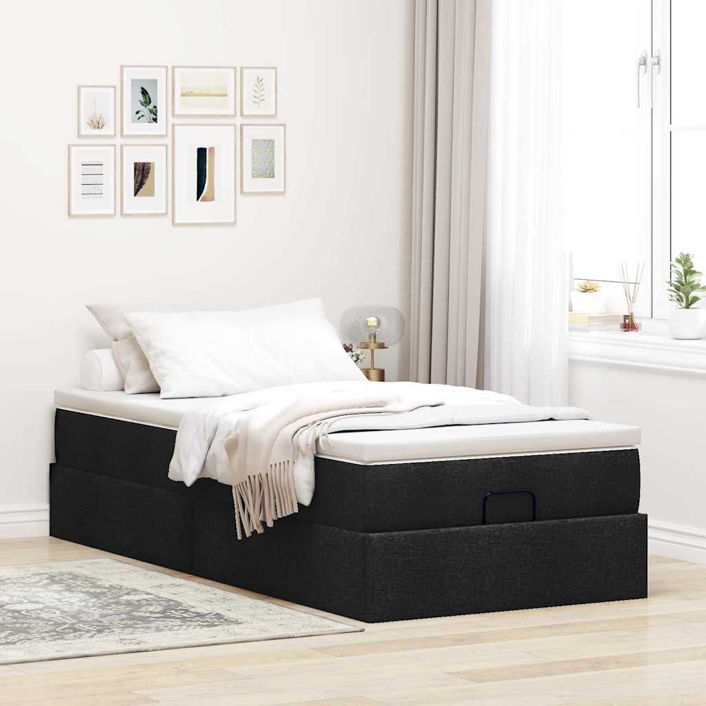 vidaXL Ottoman bed met matras 80x200cm stof zwart, foto 2