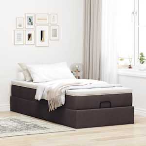 Osmanský rám postele s matrací tmavě šedá 80x200cm textil - obrázek 3