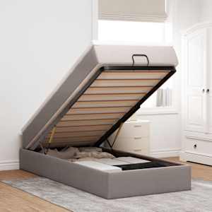 Otomanski posteljni okvir z vzmetnico taupe 80x200 cm blago