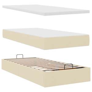 Osmanský rám postele s matrací krémově 80x200cm textil - obrázek 8