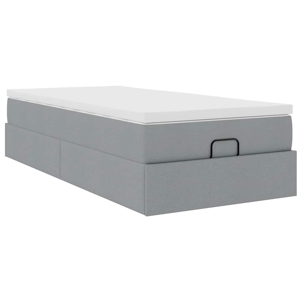 vidaXL Ottoman bed met matras 90x190cm stof lichtgrijs grijs, foto 4