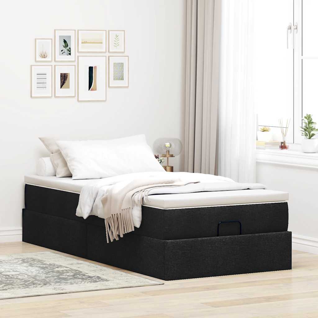vidaXL Ottoman bed met matras 90x190cm stof zwart afbeelding