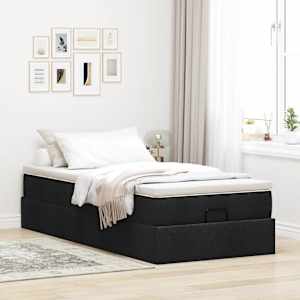 Osmanský rám postele s matrací černá 90x190cm textil - obrázek 3