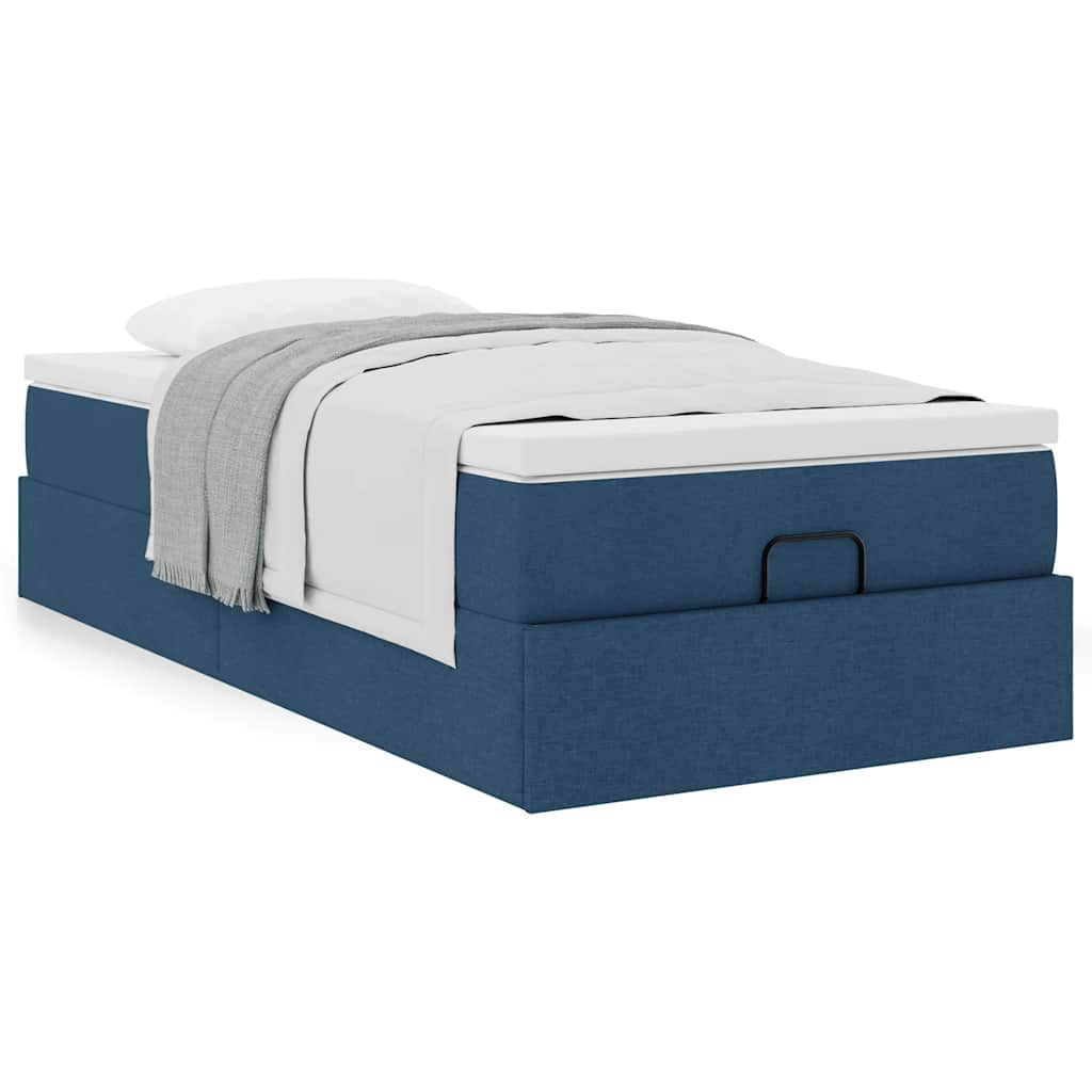 vidaXL Ottoman-Bett mit Matratze Blau 90x190 cm Stoff