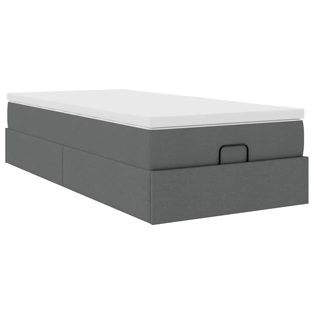 vidaXL Ottoman bed met matras 90x200cm stof donkergrijs grijs, foto 4