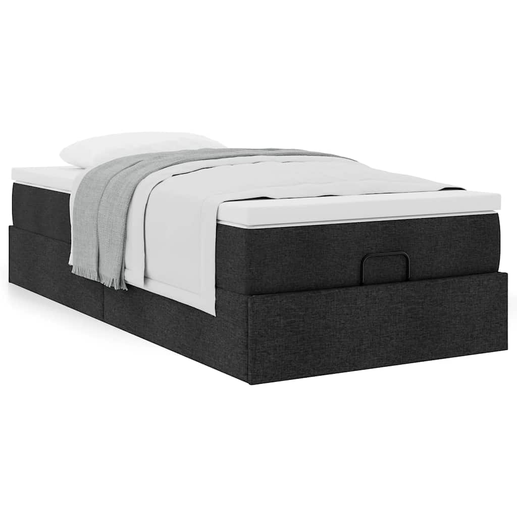 vidaXL Ottoman-Bett mit Matratze Schwarz 90x200 cm Stoff