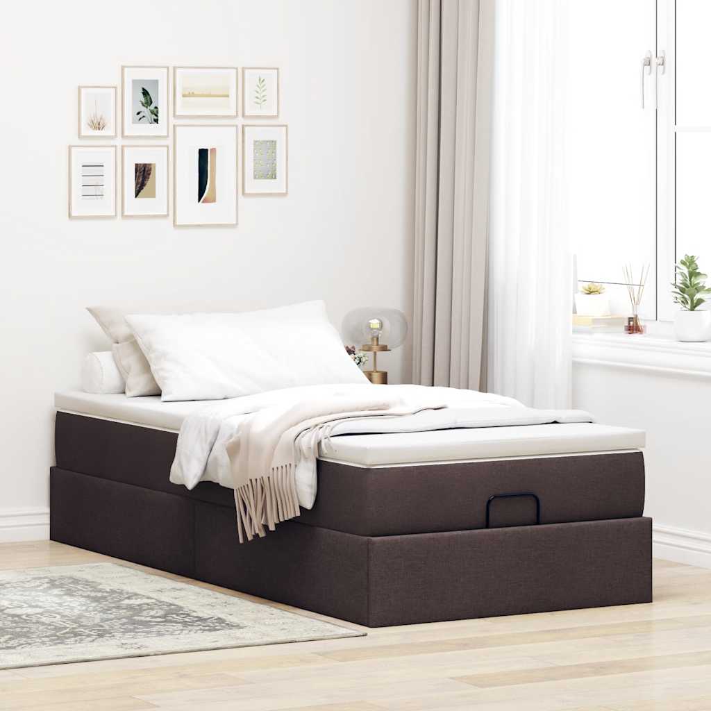 vidaXL Ottoman bed met matras 90x200cm stof donkerbruin afbeelding