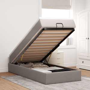 Otomanski posteljni okvir z vzmetnico taupe 90x200 cm blago