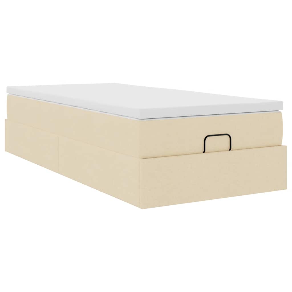 vidaXL Ottoman bed met matras 90x200cm stof crèmekleurig, foto 4